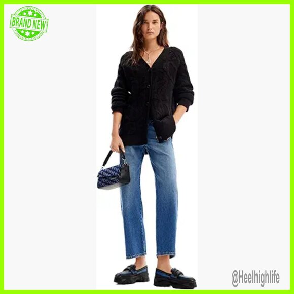 Oversized Knit Cardigan Loose Fit Recycled Acrylic Button Closure